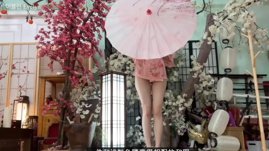 和服丝带内裤穿着韩国模特的日式连衣裙_Trim#这样的身材打几分