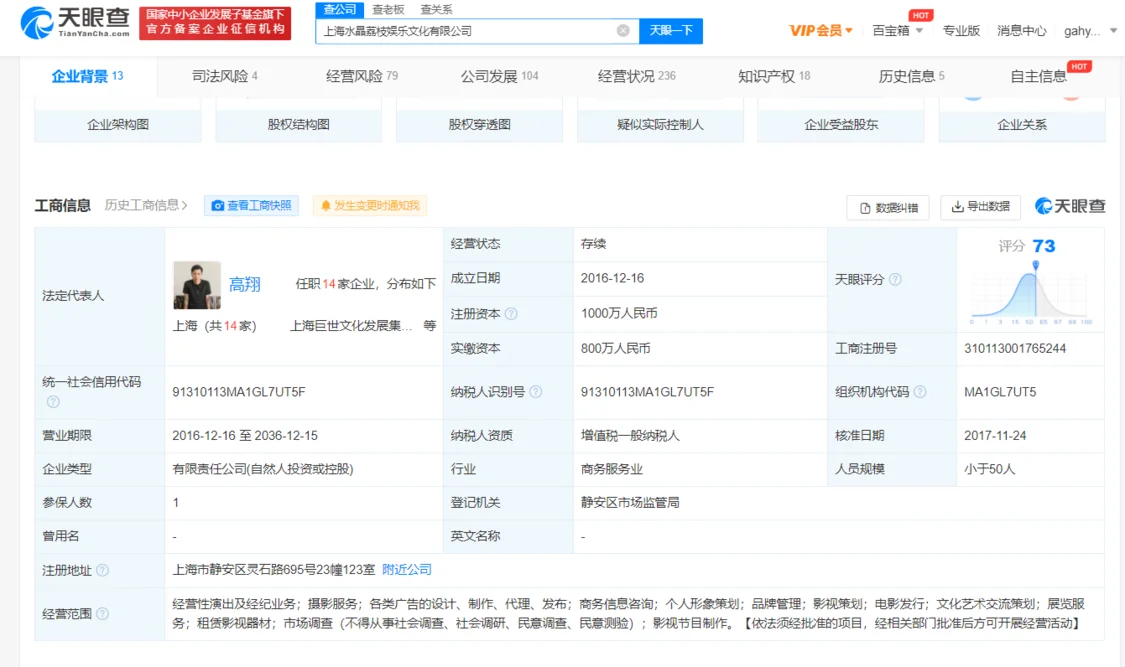 王思聪林更新合伙公司申请注销 原因为决议解散