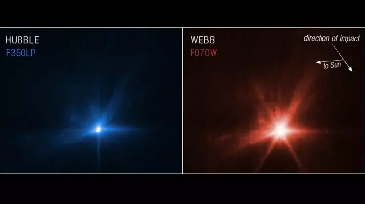 NASA航天器撞击小行星新照片曝光：放射高亮光线