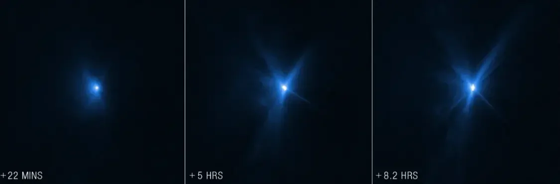 NASA航天器撞击小行星新照片曝光：放射高亮光线