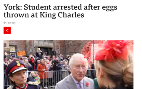 向查尔斯扔鸡蛋后，他被禁止在公众场合携带蛋类