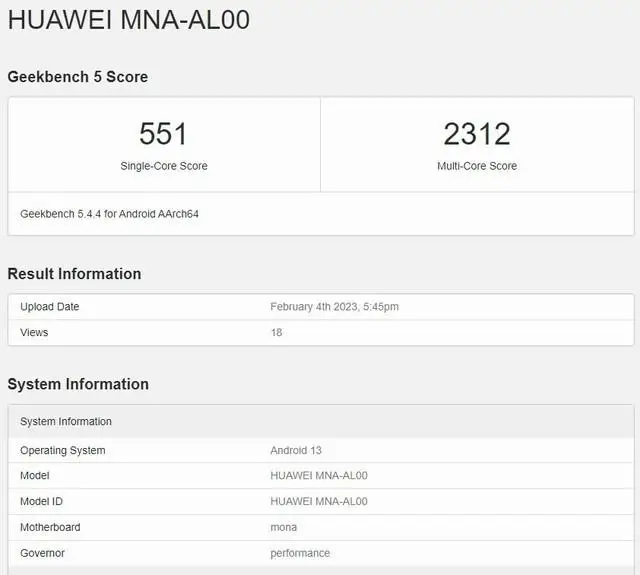 疑似华为 P60 现身 GeekBench，搭载骁龙 778G