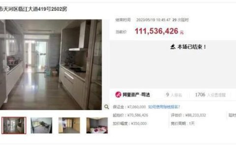 30.5万/平方米！广州一户高层住宅拍出1.11亿元