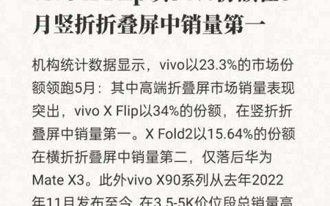 vivo X Flip 成竖折叠屏手机销量第一 领跑整个手机行业！
