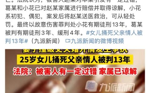 25岁女儿捅死父亲情人被判十三年